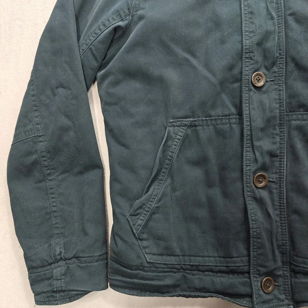 Y2K Hollister Military Jacket Mens XL Blue Sherpa Lined Full Zip Utility Heavy